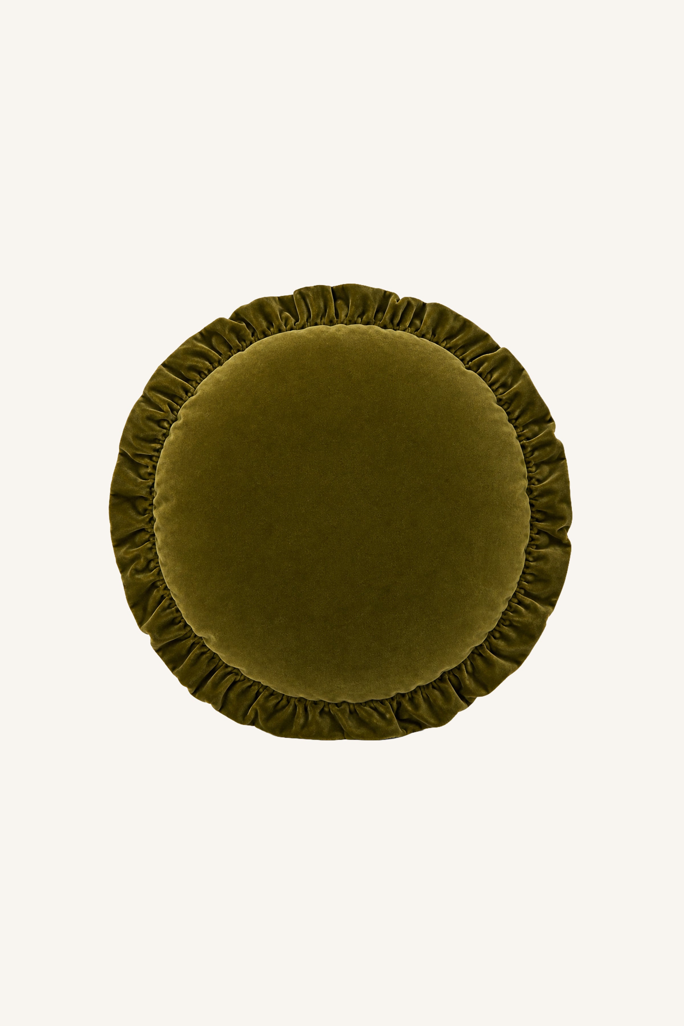 Olive Round Ruffle Pillow