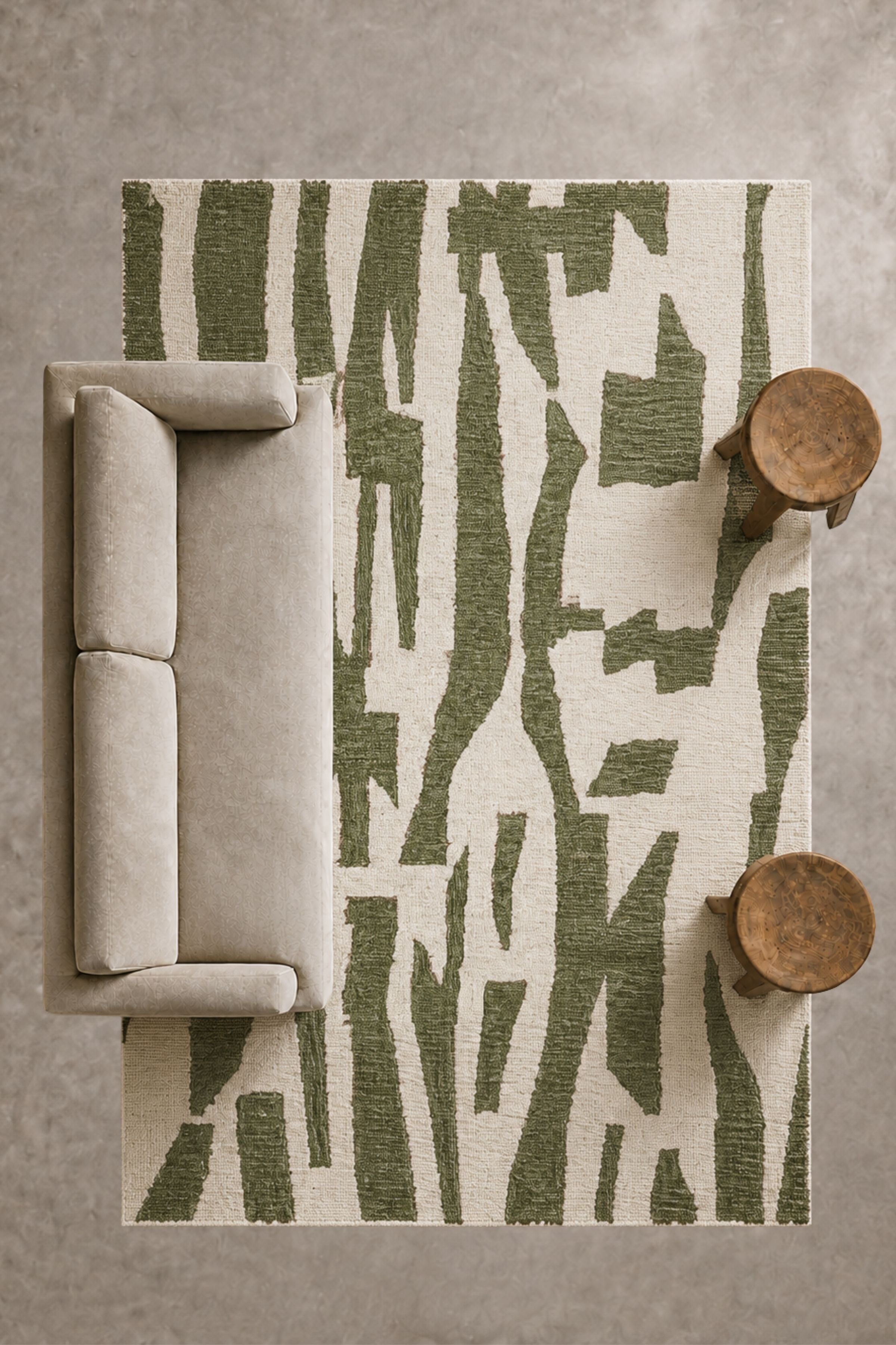 Clay Echo Pattern Rug - Green