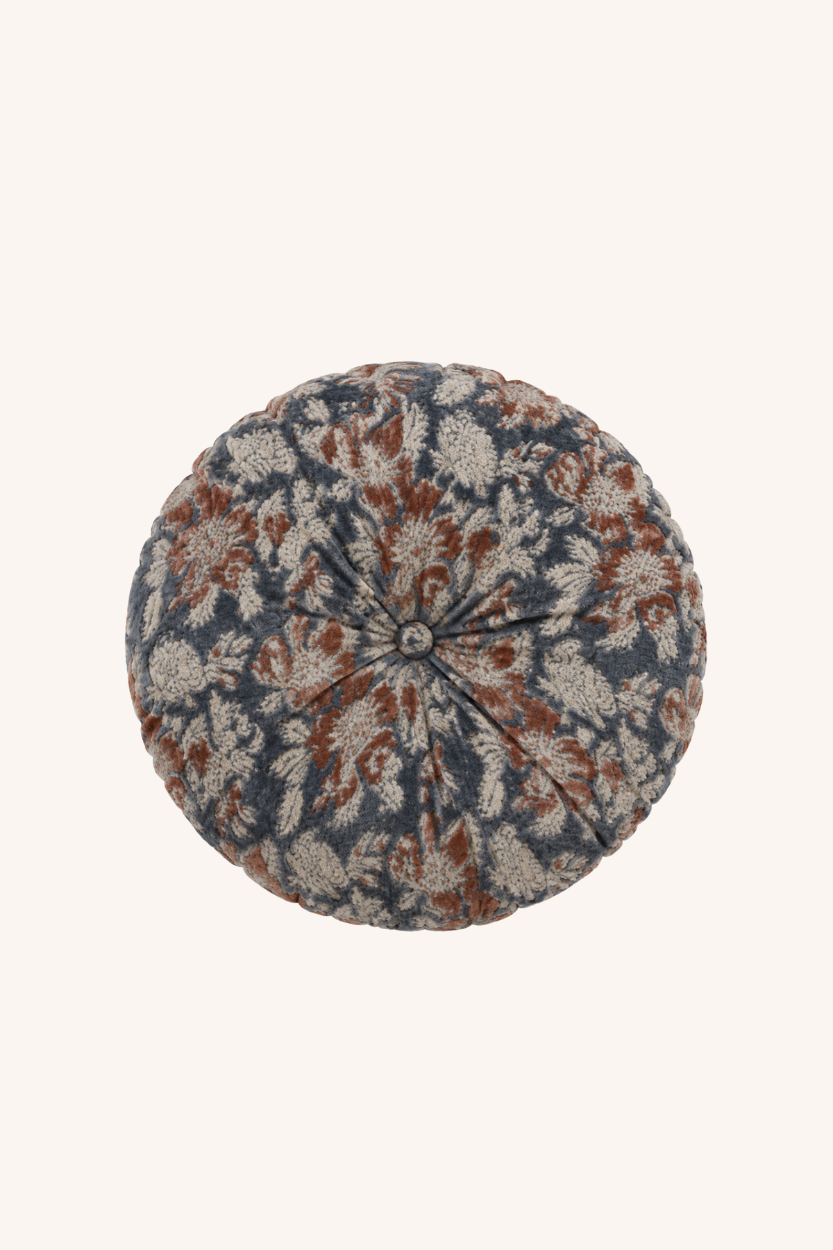 Sapphire Bloom Round Pillow