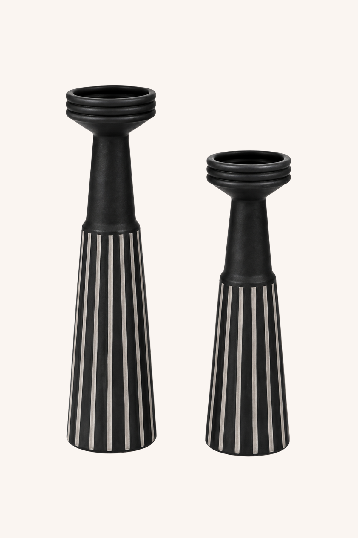 Striation Column Candle Set - Black