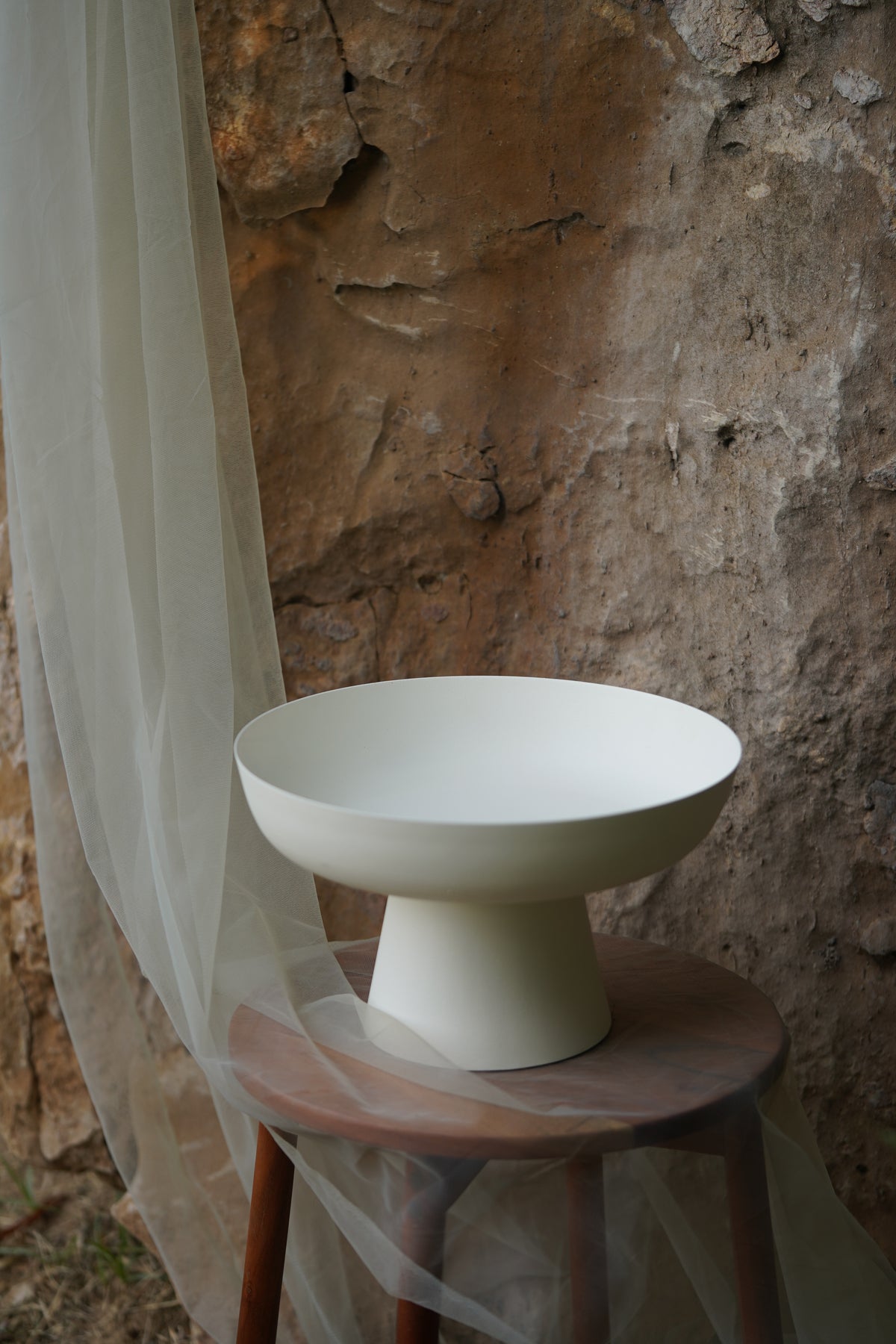 Oxen Crest Pedestal Bowl - White