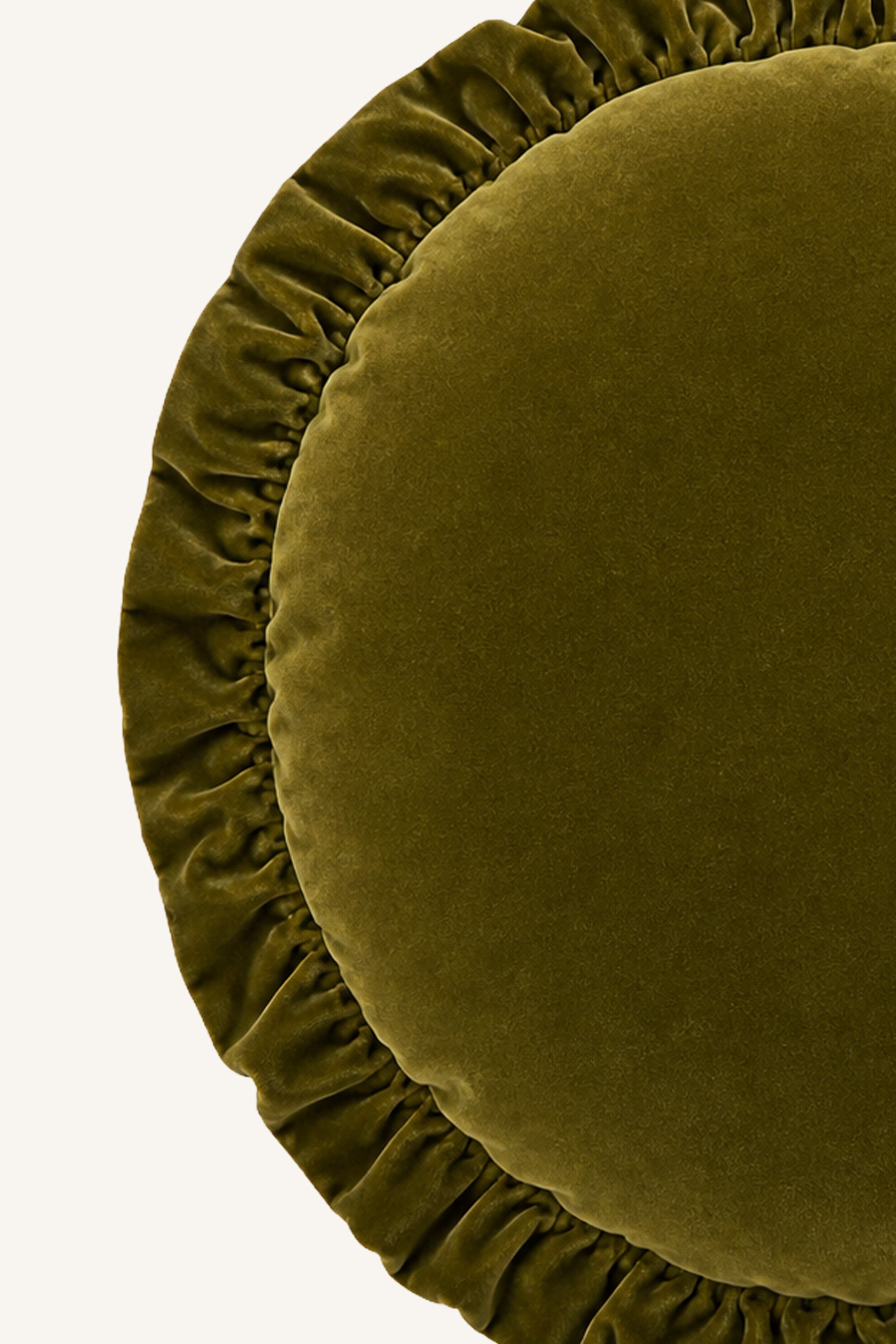 Olive Round Ruffle Pillow