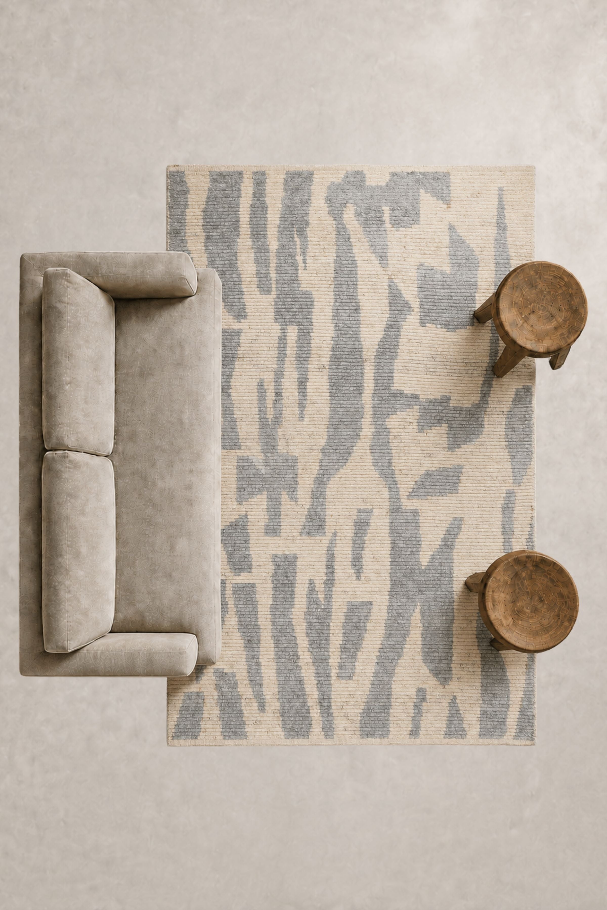 Clay Echo Pattern Rug - Grey