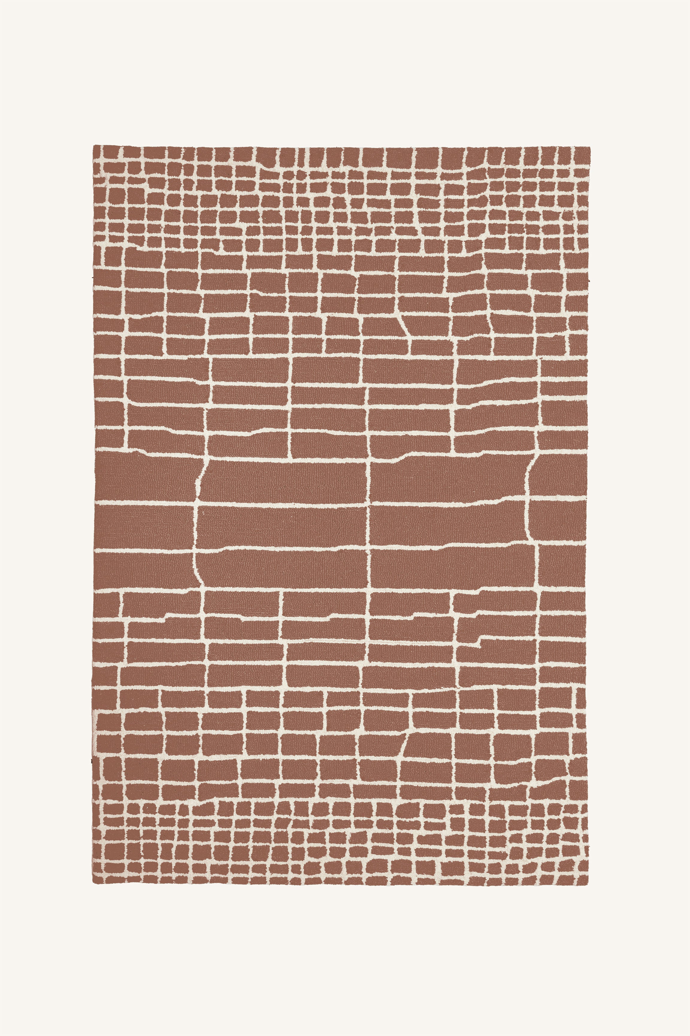 Sage Grid Meadow Rug - Rust