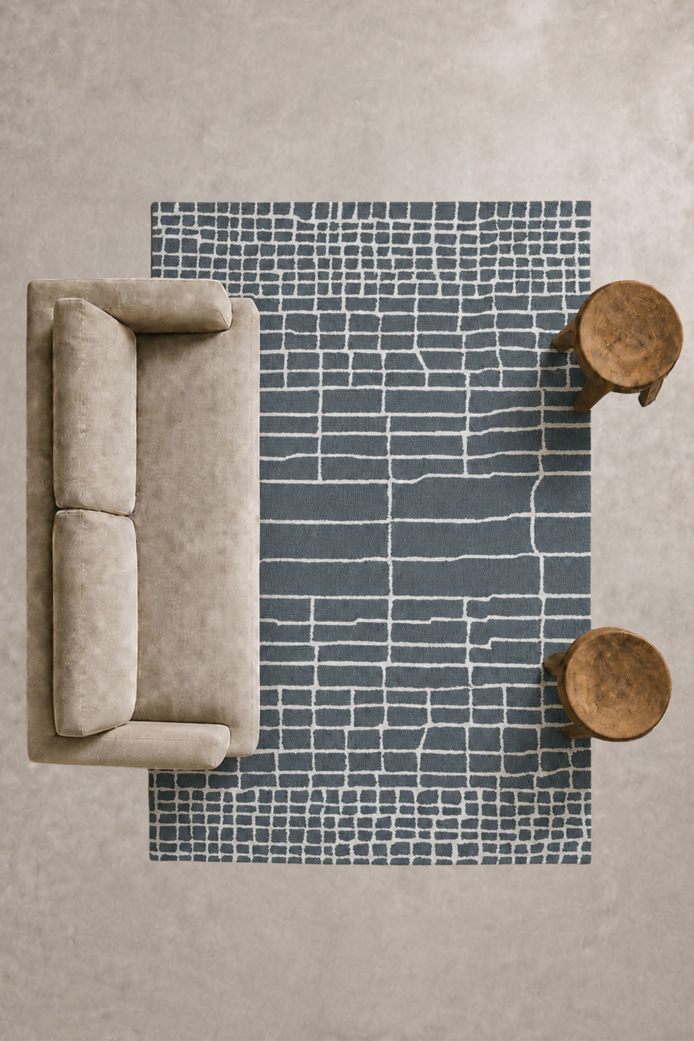 Sage Grid Meadow Rug - Blue
