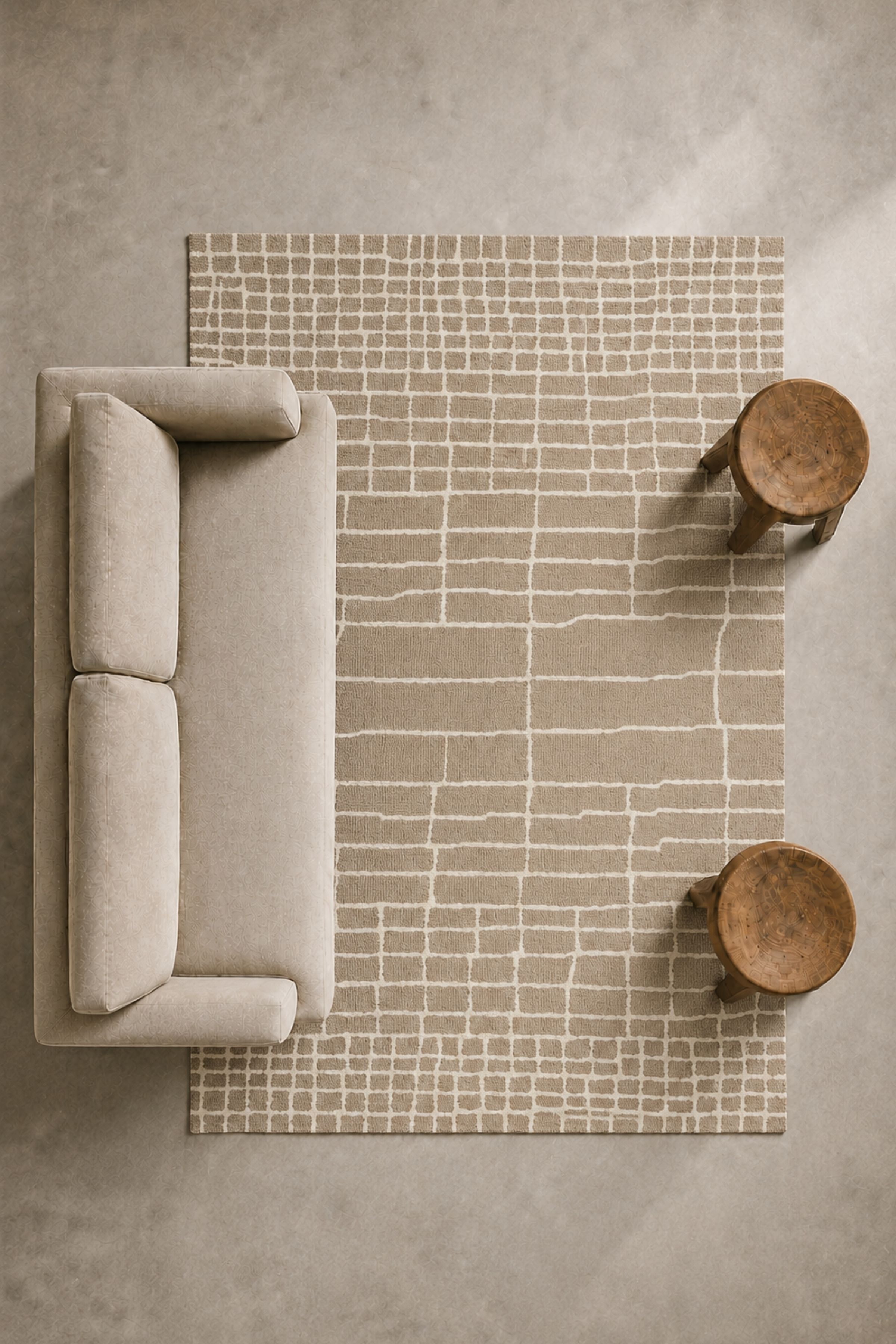 Sage Grid Meadow Rug - Beige
