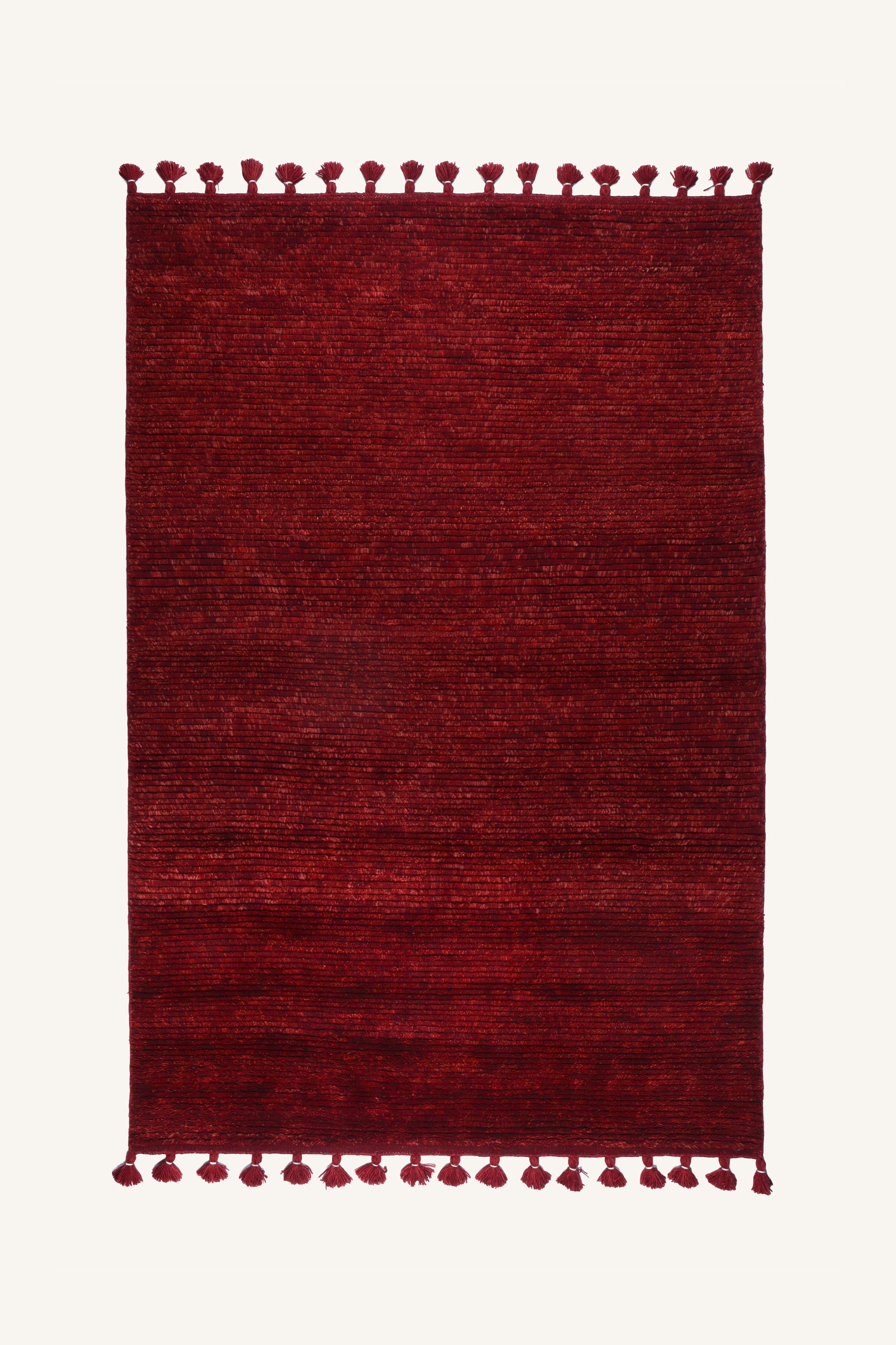Crimson Hearth Tassel Rug