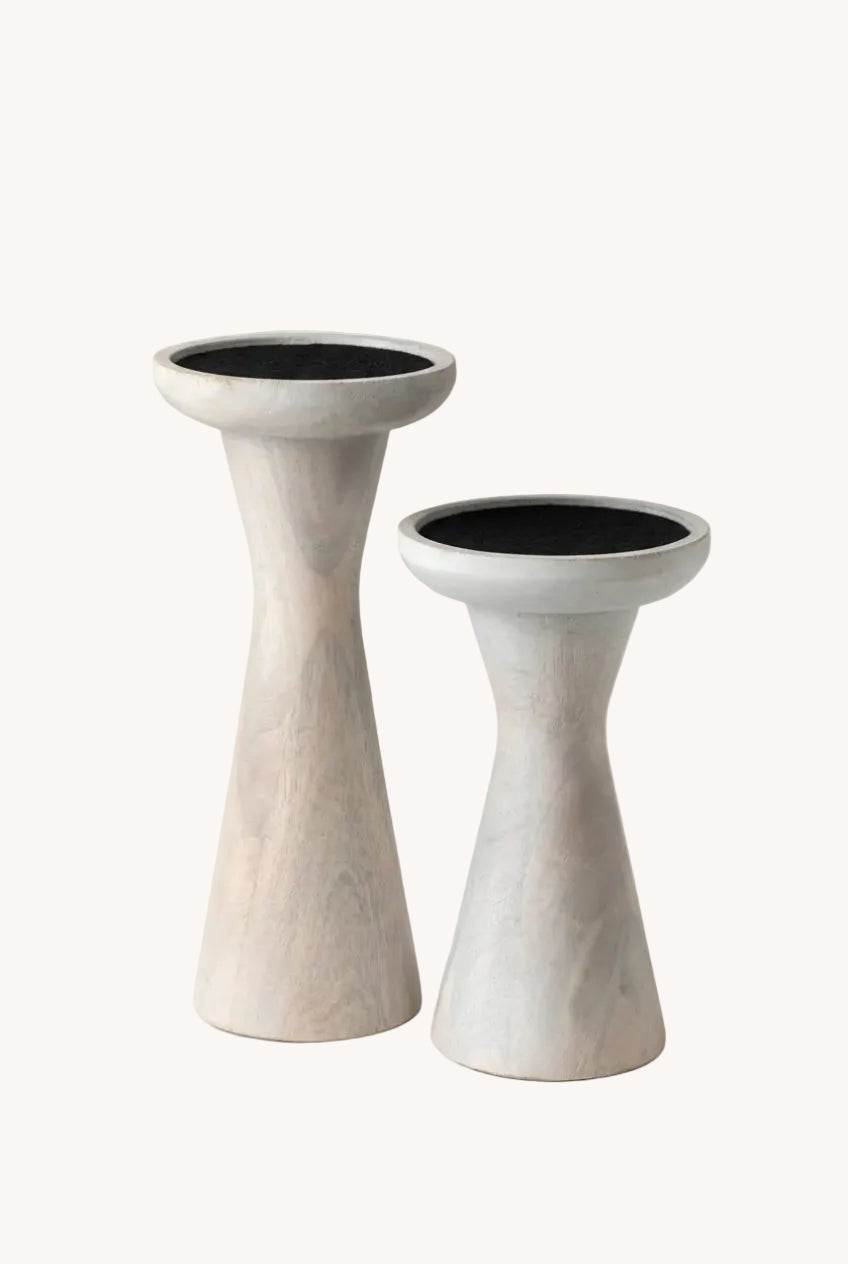 Sculptural Wood Candle Stands